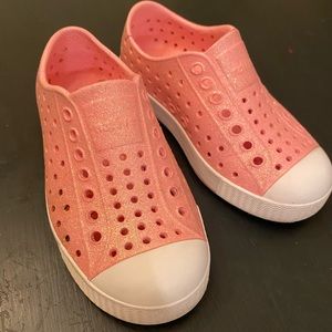 Cute comfy native girls pink glitter shoes